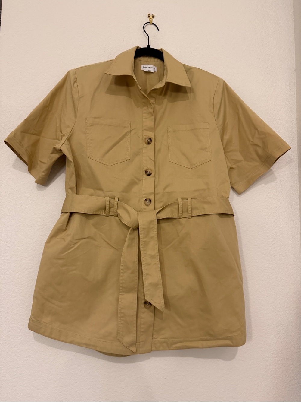 Lovers & Friends Tan Short Sleeve Utility Shirt Jacket with Belt